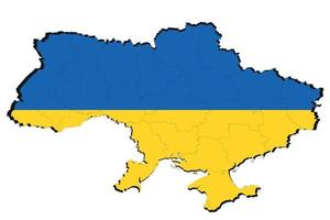 Ukrainas flagga i form av en karta. ukraina. begreppet den nationella flaggan och kartan. vit bakgrund. vektor illustration