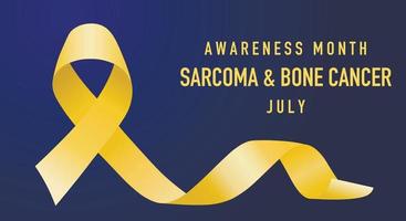 Das Banner-Konzept des Sarkom-Knochenkrebs-Bewusstseinsmonats wird jeden Juli gefeiert. gelbes Band auf blauem Hintergrund. Vektor-Illustration vektor