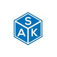 Sak-Brief-Logo-Design auf schwarzem Hintergrund. sak kreative Initialen schreiben Logo-Konzept. Sak-Briefgestaltung. vektor