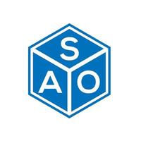 Sao-Brief-Logo-Design auf schwarzem Hintergrund. sao kreative initialen schreiben logo-konzept. Sao-Buchstaben-Design. vektor