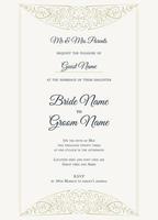 bröllopsinbjudan klassisk stil minimalistisk filigran ramdesign vektor