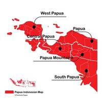 neue papua indonesische karte, 5 provinzen vektor