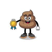 Poop-Cartoon-Illustration mit Medaille mit Zufriedenheitsgarantie vektor