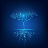 digitalt blått träd vektor