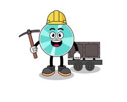 maskot illustration av optisk skiva miner vektor