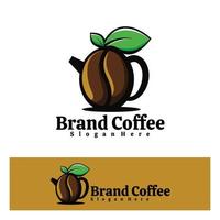 kaffe med kreativ vattenkokares logotyp vektor