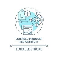 utökat producentansvar turkos konceptikon. område av industriell ekologi abstrakt idé tunn linje illustration. isolerade konturritning. redigerbar linje. vektor