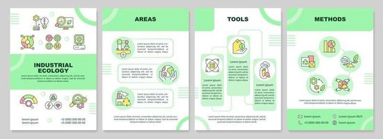 industriell ekologi sätt grön broschyr mall. responsiv produktion. broschyr design med linjära ikoner. 4 vektorlayouter för presentation, årsredovisningar. vektor