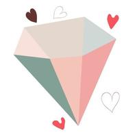 glückliche valentinstagkarten-vektorillustration. Amor, Herzen, Bonbons, Diamanten. vektor