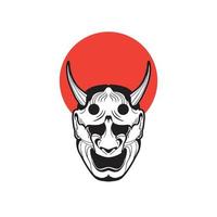 japansk demon oni mask logotyp design vektorillustration vektor