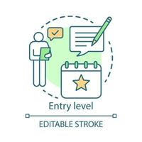 Symbol für das Konzept der Einstiegsklasse. Job für Absolventen Idee dünne Linie Illustration. ohne Vorkenntnisse arbeiten. Teilzeitbeschäftigung. Praktikum. Vektor isolierte Umrisszeichnung. bearbeitbarer Strich