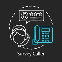 Umfrage-Anrufer-Kreide-Symbol. Callcenteragent. betreiber mit headset, beratender manager. Kundenservice und Kommunikation. automatisierte telefonische Umfragen. isolierte vektortafelillustration vektor