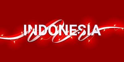 indonesien text dekorerad med flaggor och ljus vektor