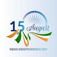 Indien självständighetsdagen banner med vågig flagga dekoration vektor