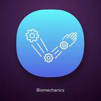 Biomechanik-App-Symbol. Körperbewegungen kopieren. Roboterarm. mechanische Eigenschaften biologischer Systeme. Biotechnik. ui ux-Benutzeroberfläche. Web- oder mobile Anwendung. vektor isolierte illustration