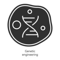 Gentechnik-Glyphen-Symbole gesetzt. Genmanipulation durch Biotechnologie. lebende Körperzelle. Genom-Modifikation. Organismus Eigenschaften verändern. Silhouettensymbole. vektor isolierte illustration