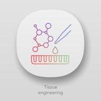 vävnadsteknik app ikon. reparera skadade mänskliga organ. regenerativ medicin. bioteknik. ui ux användargränssnitt. webb- eller mobilapplikationer. vektor isolerade illustrationer