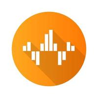 geometrische Musikwelle orange flaches Design langer Schatten Glyphe Symbol. abstrakte Schallwelle. musikrhythmus, dj-equalizer-wellenform. digitaler Ton, Tonfrequenz. Tonspur. Vektor-Silhouette-Illustration vektor