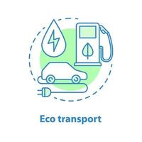 Symbol für Öko-Transportkonzept. grüne Fahrzeugidee dünne Linie Abbildung. umweltfreundlicher Transport. Elektroauto und Biokraftstoff. Vektor isolierte Umrisszeichnung