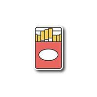 öppna cigarettpaketet. färg klistermärke. rökning. vektor isolerade illustration