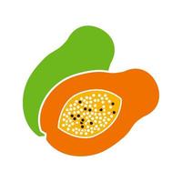papaya glyf färgikon. papaya. tropisk frukt. siluett symbol på vit bakgrund utan kontur. negativt utrymme. vektor illustration