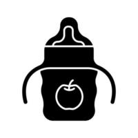 baby sippy cup glyfikon. barn nappflaska. siluett symbol. negativt utrymme. vektor isolerade illustration