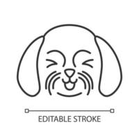 shih tzu niedlicher kawaii linearer charakter. Symbol für dünne Linie. Hund mit lächelnder Schnauze. Tier mit schielenden Augen. Haushündchen mit herausgestreckter Zunge. vektor isoliert umriss illustration. editierbarer Strich