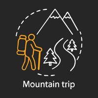 Bergreise-Kreide-Konzept-Symbol. reiseerlebnis idee. wandern. extremer Tourismus. Skigebiet. natürliche Landschaft. Beobachtung von Wildpflanzen. vektor isolierte tafelillustration