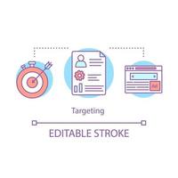 Targeting-Konzept-Symbol. display-anzeigen, kunde, attraktionsidee, dünne linienillustration. geschäftsstrategie, digitaler marketingvektor isolierte umrisszeichnung. editierbarer Strich vektor