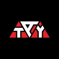 Tay-Dreieck-Buchstaben-Logo-Design mit Dreiecksform. Tay-Dreieck-Logo-Design-Monogramm. Tay-Dreieck-Vektor-Logo-Vorlage mit roter Farbe. Tay dreieckiges Logo einfaches, elegantes und luxuriöses Logo. tay vektor