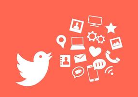 Vektor-Illustration von Twitter Vogel und andere Kommunikation Icons vektor