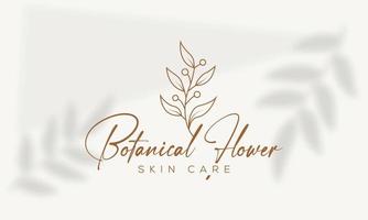 botaniska blommiga element handritad logotyp med vilda blommor och blad. logotyp för spa och skönhetssalong, boutique, ekologisk butik, bröllop, blomsterdesigner, inredning, fotografi, kosmetika. vektor