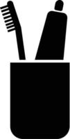 Zahnbürsten-Symbol auf weißem Hintergrund. flacher Stil. Zahnbürstenhalter-Symbol für Ihr Website-Design, Logo, App, ui. zahnbürste und tubenzahnpasta im glassymbol. Zeichen für Zahnbürste und Zahnpastatube. vektor