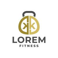 gym logotyp med bokstaven k k. för fitnesscentrets logotyp eller något företag relaterat till gym, fitness och sport. vektor