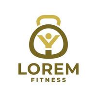 gym logotyp med bokstaven y. för fitnesscentrets logotyp eller något företag relaterat till gym, fitness och sport. vektor