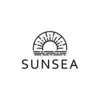 Sunsea-Logo-Vorlage für Unternehmen auf See- und Sonnenbasis vektor