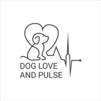 hund kärlek och puls logotyp vektor för veterinärföretag