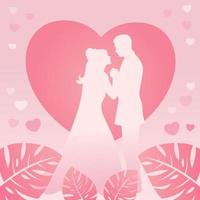 bröllop på rosa bakgrund vektor
