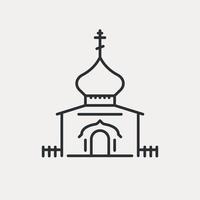 Symbol für die russische Kirchenlinie. orthodoxe religion, heimat für gott. Traditionelle Architektur in Russland. Vektorgrafik editierbarer Strich vektor