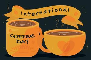 flache illustration des internationalen kaffeetages vektor