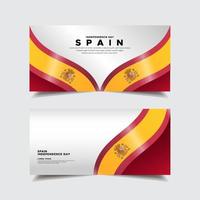moderner spanien-unabhängigkeitstag-designbannervektor mit gewellter flagge vektor