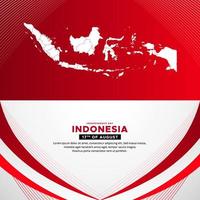 fantastiska Indonesien självständighetsdagen design bakgrund med Indonesien kartor och vågig flagg vektor