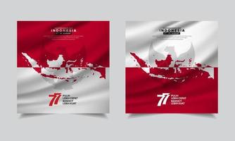 sammlung des modernen 77 indonesien-designlogos mit indonesien-kartenvektor. vektor