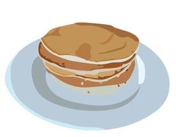 ein Stapel Pfannkuchen auf einem Teller. Vektor-Illustration. vektor