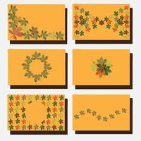 eine Reihe von Geschenkkarten zum Thema Herbst mit dem Bild von Kastanienblättern. Vektorgrafik auf Lager isoliert auf weißem Hintergrund. vektor