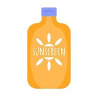 Sonnencreme-Vektor-Illustration. Verwendung von SPF-Creme zum Schutz der Haut vor Sonnenschein. konzept gesundheitsversorgung, hautkrebsprävention. vektor