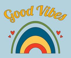 1970-1979 retro good vibes slogan i hippiestil. vektor affisch i vintage stil. bakgrund 60-tal.
