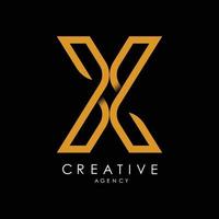 x-Logo-Buchstaben-Monogramm. mit orangefarbenen Linien und moderner unbedeutender kreativer Blickvektorillustration. vektor