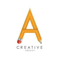 kreative 3D-Bleistift-Logo-Design-Vektorvorlage, modernes Bleistift- und Logo-Konzept. vektor