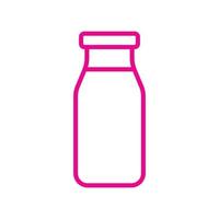 eps10 rosa Vektor Milchflasche Linie Kunstsymbol isoliert auf weißem Hintergrund. Glasmilchflaschensymbol in einem einfachen, flachen, trendigen, modernen Stil für Ihr Website-Design, ui, Logo und mobile Anwendung